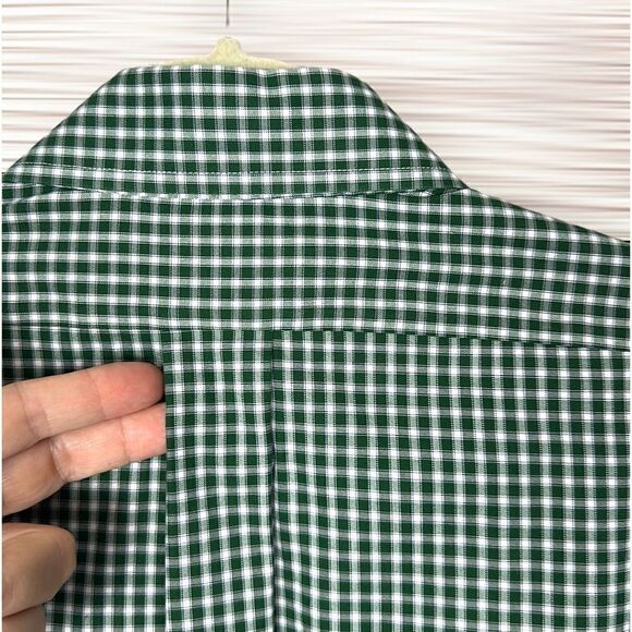 Brooks Brothers Button Down Shirt Madison Fit Cotton Green Gingham Plaid 17,5-33 - Picture 8 of 13
